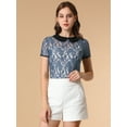 thumbnail image 3 of Unique Bargains Blouse en Dentelle à Col Contrastant Transparent pour Femmes, 3 of 6
