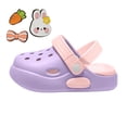 thumbnail image 5 of Lusa Summer Cute Beach Lightweight Kids Slippers with Holes and 3D Design of Rabbits & Carrots Boys and Girls Casual Thick-Soled Non- Sandals for Outdoor Play Wear Purple 10-11 Years, 5 of 6