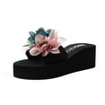 thumbnail image 2 of LSLJS Mode Femmes Mules à Bout Ouvert Talons Compensés Fleur Décontractée Pantoufles Chaussures, Pantoufles pour Femmes, 2 of 3