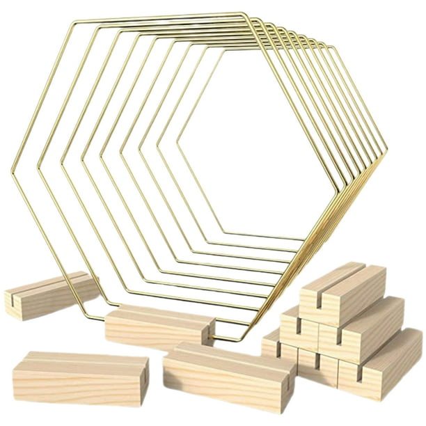 10 aros florales de metal para centro de mesa, anillos hexagonales para corona, centro de mesa de boda con base