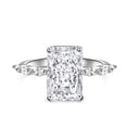 thumbnail image 2 of Bow Jewelry White Gold Plated 14K Moissanite Ring - Radiant Cut Excellent 1.97 Ct Moissanite Engagement Ring - Solitaire with Accent Moissanite Ring - Wedding Moissanite Ring for Ring, 2 of 10