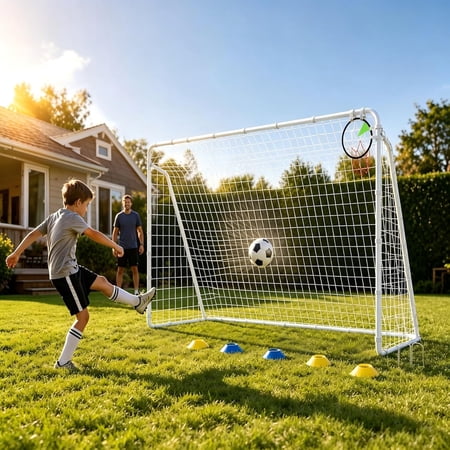 Portable Soccer Goal for Backyard, 6x8ft 6x12ft 7x16ft Kids Youth Soccer Goals with High-Strength Steel Frame and Nets, Quick Foldable Training Equipment for Outdoor Garden Park, Porterias de Futbol