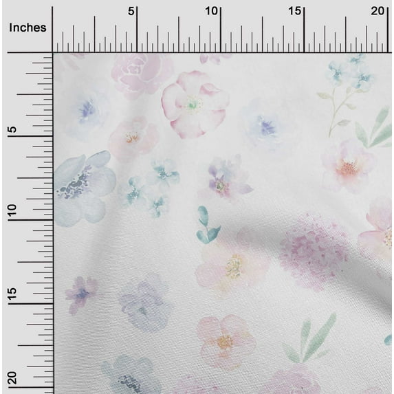 oneOone Organic Cotton Poplin Twill Fabric Flower Watercolor Printed Fabric 1 Yard 42 Inch Wide