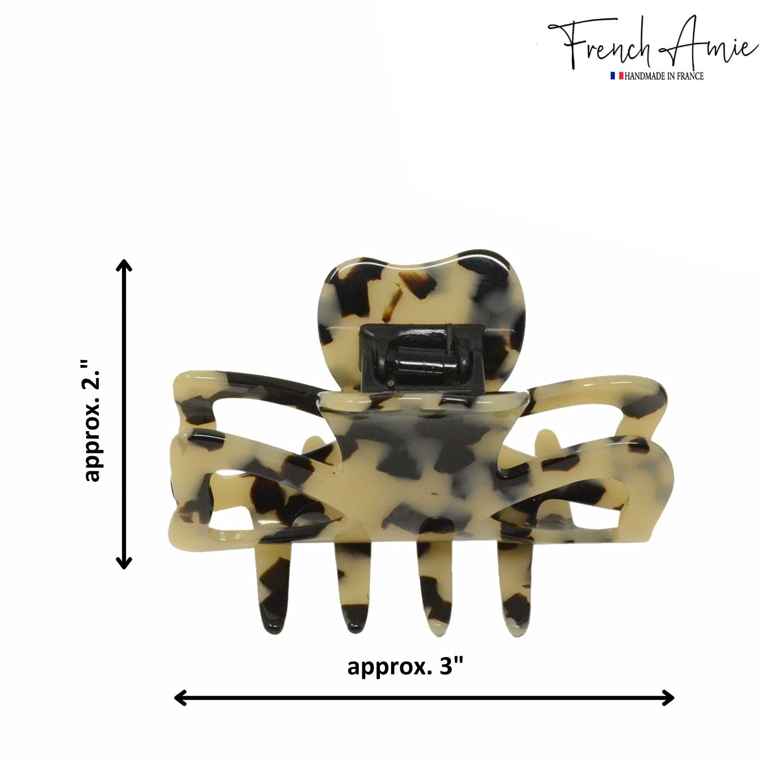 French Amie Classic Butterfly 3" Handmade Cellulose Interlocking Teeth Hair Claw