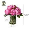 thumbnail image 4 of DR.Planzen Peach-Red Artificial Peony Plant in Vase, 9 Bloom & 82 Leaves Silk Flower Arrangement with Faux Water, 12” Home Office Table Decor, 4 of 6