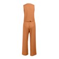 thumbnail image 6 of QATAINLAV Business Casual Outfits for Women Linen Matching Set Loose Button V Neck Blazer Vest and Wide Leg Dress Pants 2 Piece Sets, Orange, M, 6 of 8