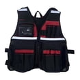 thumbnail image 3 of Dickly Electrician Tool Vest Oxford Cloth Versatile Portable Multi Pockets Utility Vest black and red, 3 of 8