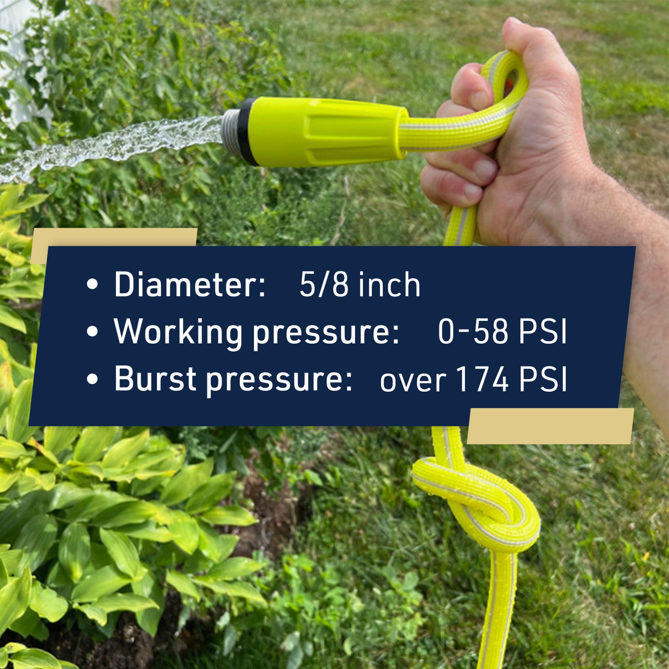 Kings County Tools 100ft Garden Hose - Lightweight No-Kink 3/8in Water Hose