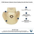 thumbnail image 5 of CTM  Western Straw Cowboy Hat with Heart Concho (Women), 5 of 5