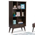 thumbnail image 2 of Allora 2 Drawer 64" Solid Wood Modern Bookcase in Auburn Brown, 2 of 5