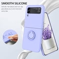 thumbnail image 2 of Lonbiaci Samsung Z Flip 3 Case, Liquid Silicone Soft Gel Rubber Slim Cover with Ring Holder Kickstand|Car Mount Function Shockproof Full Body Protective Case for Galaxy Z Flip 3, Purple, 2 of 8