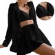 thumbnail image 2 of 3 Pieces Ruched Robe Women Pajamas Shorts Skirts Pajama Sets Nightgowns, 2 of 7