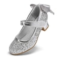 thumbnail image 2 of Bocca Girls Party Dress Shoes Sliver Glitter Mary Jane Wedding Princess Shoes With Bow 12M, 2 of 6