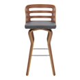 thumbnail image 5 of Benjara Verne 30" Swivel Gray Faux Leather and Walnut Wood Bar Stool, 5 of 5