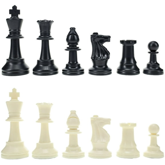 WE Games Weighted Plastic Staunton Chessmen Pieces, Black & Cream - 3.75 inch King