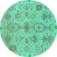 thumbnail image 1 of Ahgly Company Indoor Round Oriental Turquoise Blue Traditional Area Rugs, 3' Round, 1 of 4