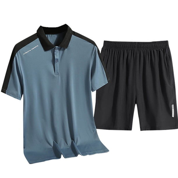 Juegos de Regalo para Hombres Cuarto de Verano Color Sólido Camiseta de Manga Corta Y Pantalones Cortos Rectos Sueltos Sobredimensionados
