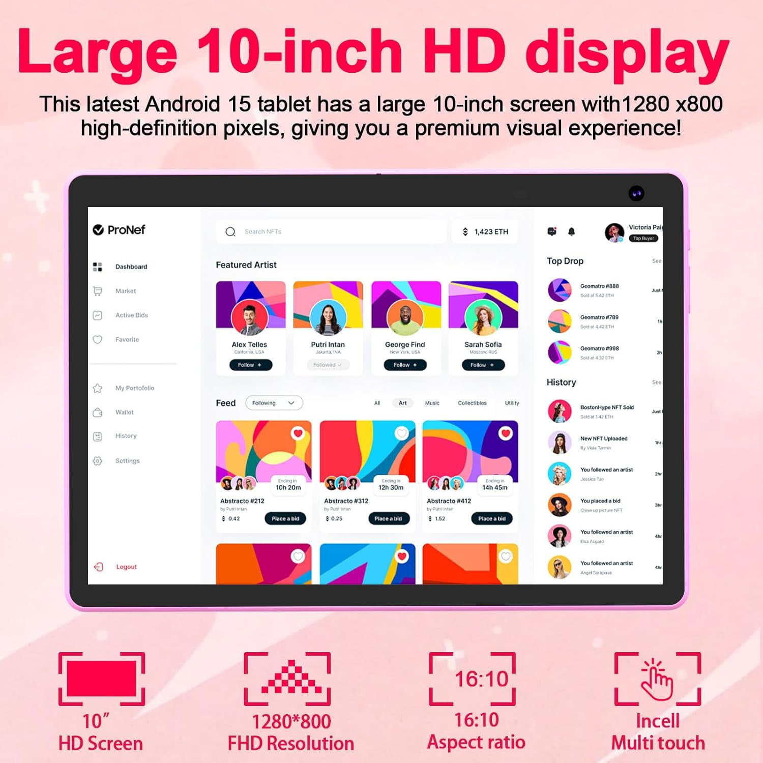 Android 15 Tablet 10 inch, 8GB RAM 32GB ROM Powerful Quad-core CPU, 1280*800 Resolution Screen Tablet, 8MP Camera, 6000mAh Battery Computer, 2 in 1 Tablets with Keyboard, Case, Mouse, Stylus Laptop