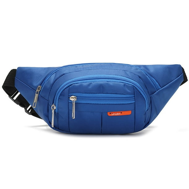 Riñonera cruzada para hombre y mujer, riñonera grande y riñonera con correa ajustable, azul
