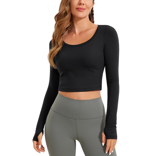 Top corto de manga larga Butterluxe CRZ YOGA negro XXS