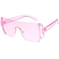 thumbnail image 2 of Oversize Rimless Shield Sunglasses Flat Top Mono Block Lens 62mm (Pink / Pink), 2 of 4