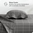 thumbnail image 3 of Bare Home Ultra-Soft Sheet Set - Premium 1800 Collection - Deep Pockets - 3-Pieces - Twin, Grid - Gray/White, 3 of 8