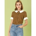 thumbnail image 3 of INSPIRE CHIC Hauts Blouses à Pois pour Femmes à Col Claudine Contrastant à Manches Courtes, 3 of 6