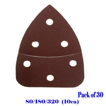 

MTP ® 30 Assorted 80/180/320 Grits Mouse Detail Sander Sandpaper Sanding Paper Hook & Loop 5.5 For Black and Decker Ryobi