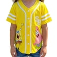 thumbnail image 5 of Spongebob and Patrick Star Girls Baseball Jersey T-Shirt, Short Sleeve Pinstripe Graphic Tee, Yellow 6/6X, 5 of 7