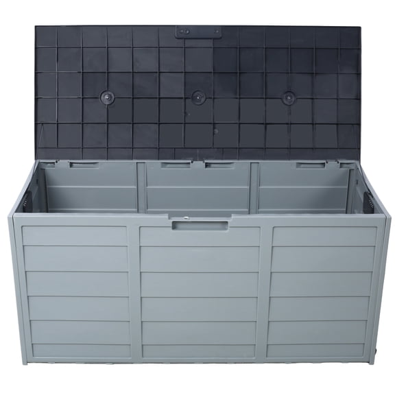 Outdoor All Weather Pool Deck Box Storage Shed Bin with Wheels & Side Handles,75 Gallon Resin Deck Box-Organization and Storage for Patio Backyard Furniture,Garden Tools and Pool Toys