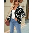 thumbnail image 4 of Women'S Leopard Print Cardigan V Neck Long Sleeve Color Block Button Down Sweater Outwear Black S, 4 of 8
