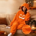 thumbnail image 5 of LILIYA Pumpkin Print Adult Onesie, Cozy Hooded Jumpsuit, Long Sleeve Pajamas for Couples, Soft Bodysuit with Deep Pockets, Warm Holiday Loungewear Suit, 5 of 8