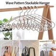 thumbnail image 2 of Wave Pattern Stackable Hanger Space Saving, Sturdy Plastic Non Slip Clothes Hangers, Magic Multi-Port Support Hangers for Clothes, Suits, Coats, Shirts, Pants, Belts, Jeans (Pink,10 Pack), 2 of 8
