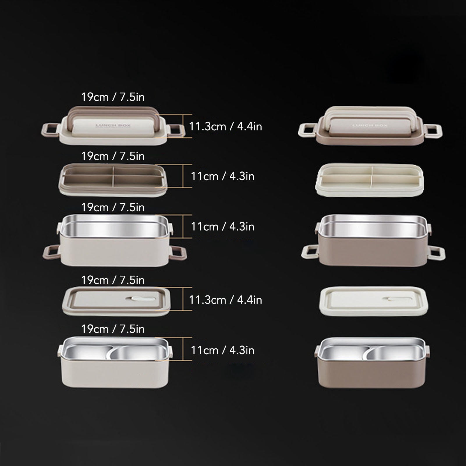 Yajisi 2-Tier Stackable Bento Box, 304 Stainless Steel Insulated Lunch Container, Leakproof Compartment, Light Apricot, 8.66 x 5.91 x 4.72 in
