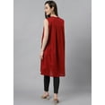 thumbnail image 6 of Janasya Indian Women's Maroon Dobby Cotton Solid Gathered Tunic (Valentine Collection), 6 of 7