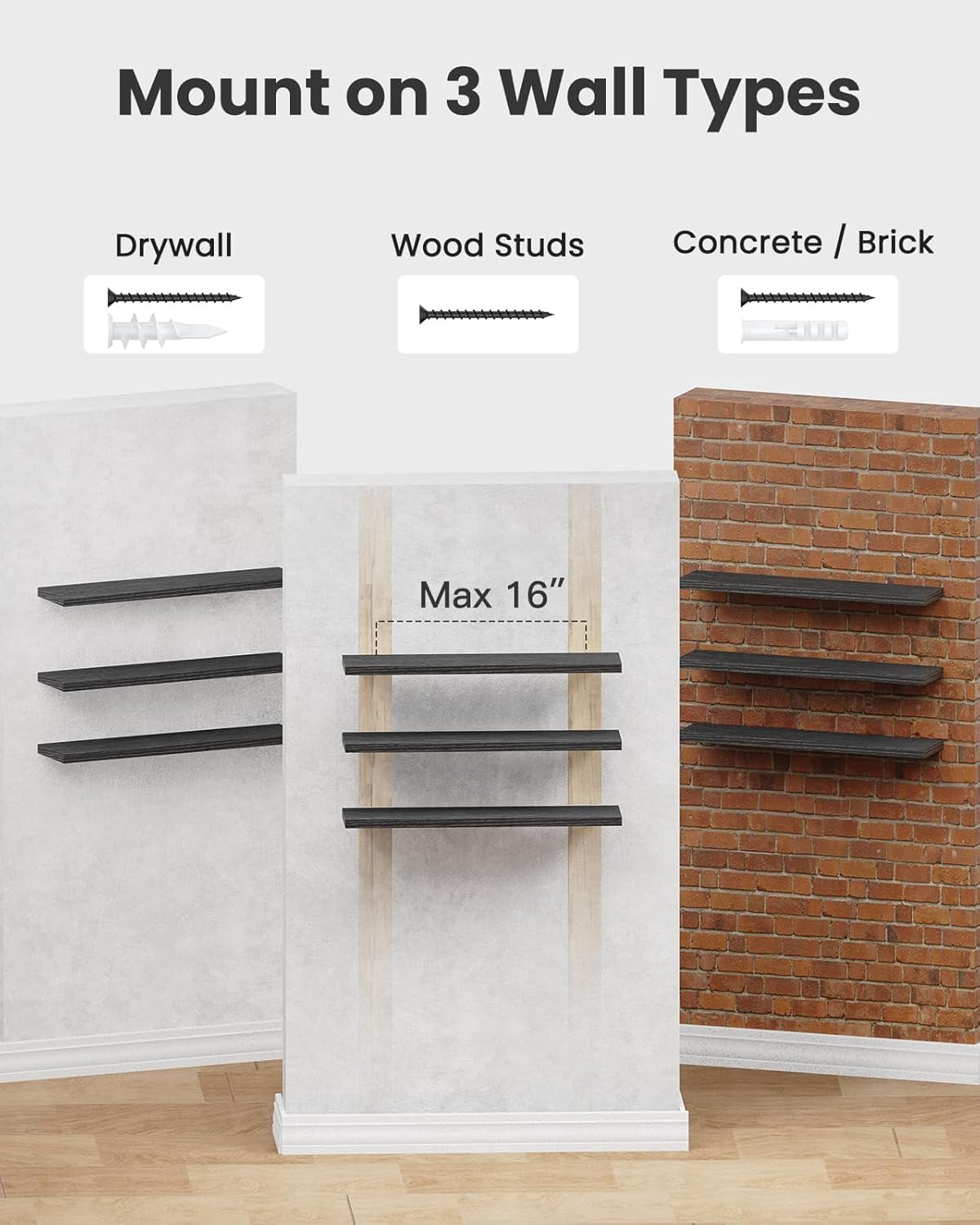 35.4" L Floating Shelves, Wall Shelves Set of 3 for Bathroom/Living Room/Bedroom/Kitchen, White Floating Shelves for Wall Decor Invisible Brackets