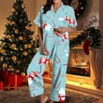 thumbnail image 5 of Christmas Pajamas Women's Two-Piece Christmas Pajamas short sleeves Button Shirt and Pants Set Home Clothes, 5 of 8