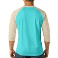 thumbnail image 4 of Hearthz Men's 3/4 Sleeve Baseball Raglan T-Shirts Summer Henley Shirts for Men Casual Cotton Sport Athletic Jersey Tee Tops ,Turquoise S, 4 of 7
