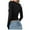 Black, variant on XIAONU Blouses For Womens Lace-Trimmed Buttons Deep V-Neck Trendy Shirt Solid Color Slim Fit Long Sleeves Shirts