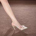 thumbnail image 5 of Elegant Satin Pointed Toe Bow Classic Evening Heels Slim Stiletto Finish formal Dresses Women, 5 of 6