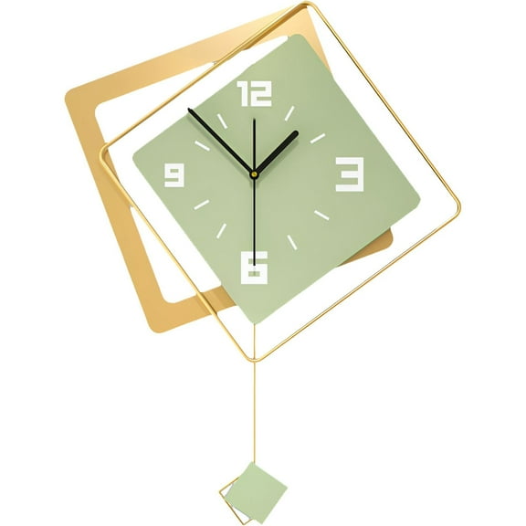 DESIGNICE Wall Clock,Elegant Green and Gold Modern Wall Clock,Simple Clock Bathroom Clock,Style1