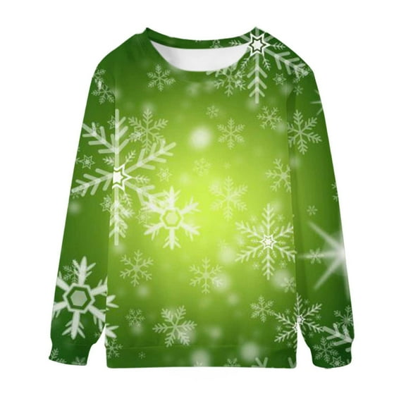WXLWZYWL Mens Christmas Sweatshirts 3D Print Sweatshirt Snowflakes Pullover Long Sleeve Sweater Novelty Crew Neck Sweatshirt