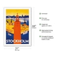 thumbnail image 2 of Stockholm - Sweden - Port of Stockholm and City Hall - Vintage Travel Poster by Iwar Donner c.1936 - Fine Art Rolled Canvas Print 27in x 40in, 2 of 4