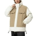 thumbnail image 4 of Mens Fall And Winter Color Collision Cotton Jacket Jacket Casual Special Paragraph Zipper Double Pockets Long Sleeved Hooded Cotton Jacket Jacket, 4 of 9