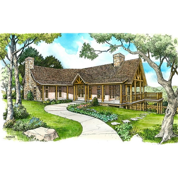 010-332: Traditional Country 3 Bed, 3 Bath Luxury Home Plan, 2491 Sq Ft: Full Blueprints with License to Build by Home Plan Marketplace - Lesuto