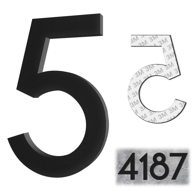 Números para casa CecilyArts de 3" autoadhesivos negros