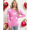 thumbnail image 3 of Heart Sweaters for Women Knit Warm Pullover Sweater Cute Heart Printed Valentine's Day Sweater Shermie, 3 of 9