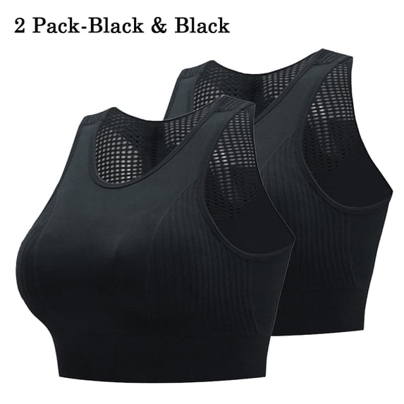 2 Pack Sports Bras for Womens-Hollow Cut/Back Yoga Workout Fitness Vest Crop Tops