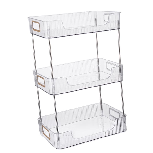 Abbracc Spice Rack Organizer Large Capacity Tray Makeup Shelf Organizer Vanity Organizer White 3 layers