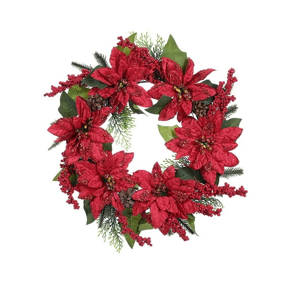 TopLLC Christmas Garlands, Christmas Tree Ornaments, Christmas Decorations Christmas Decoration Wreath Christmas Wreath Door Hanging Window Display Prop Arrangement Decorative Wreath door holder